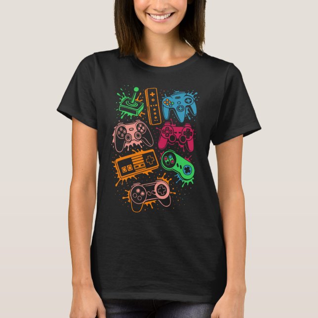 T-shirt Contrôleurs de jeu vidéo rétros Splash de jeu (Devant)