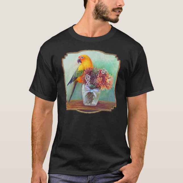 T-shirt Conure et fleurs de Sun (Devant)