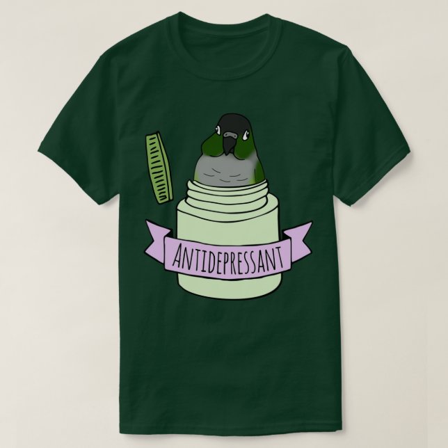 T-shirt Conure verte antidépresseur (Design devant)
