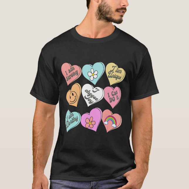 T-shirt Conversation Hearts Groovy Valentines Day Cute Tea (Devant)