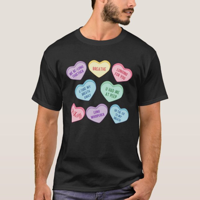 T-shirt Conversation Hearts Respiratory Therapist Valentin (Devant)
