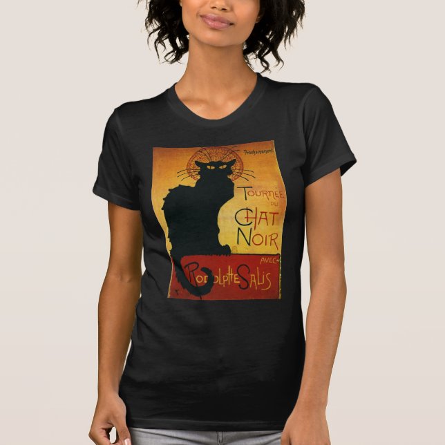 T-shirt Conversation Noir - Chat noir (Devant)