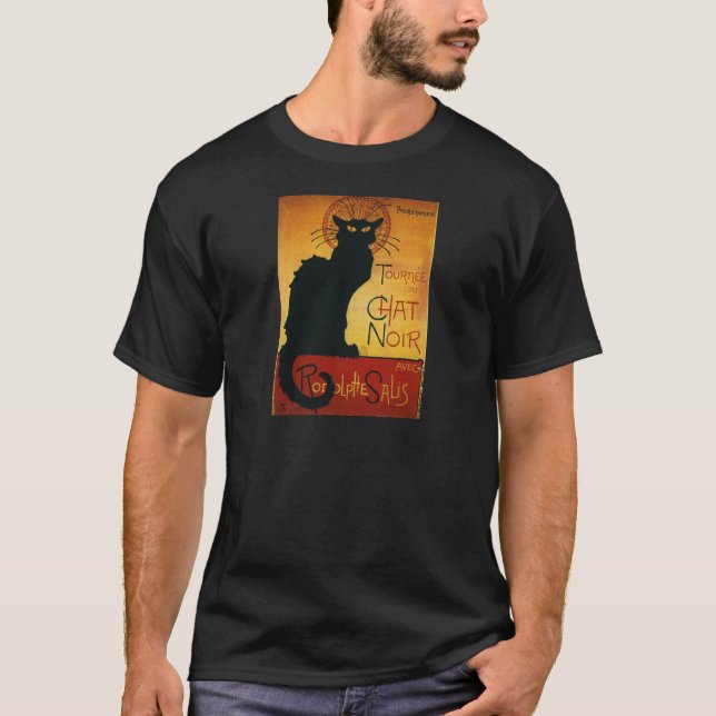 T-shirt Conversation Noir - Chat noir (Devant)
