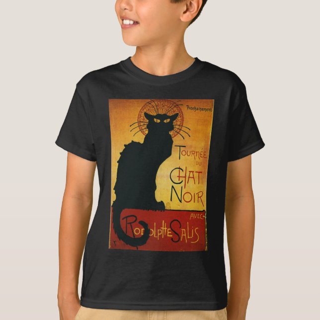 T-shirt Conversation Noir - Chat noir (Devant)