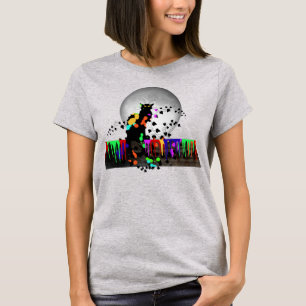 T-shirt Conversation Noir Holi Hai avec Pleine lune