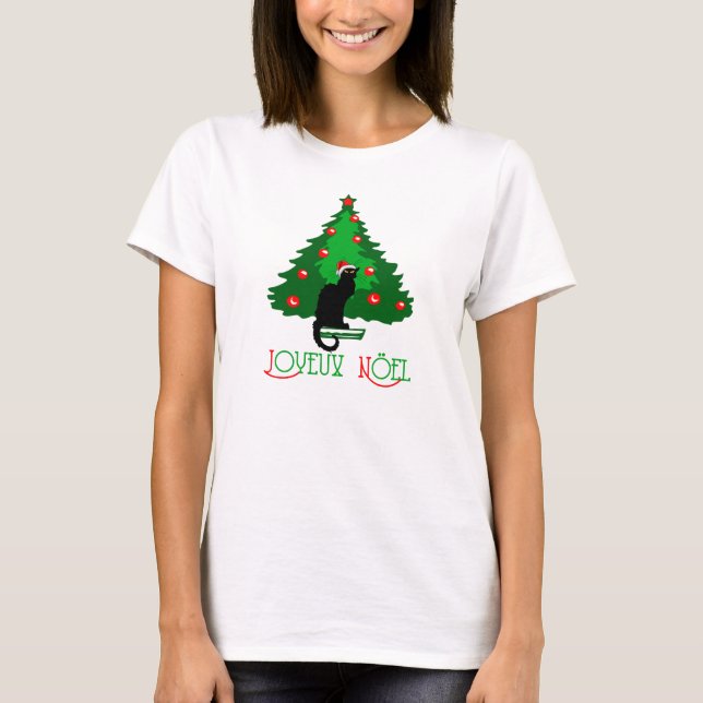 T-shirt Conversation Noir Joyeux Noel (Devant)
