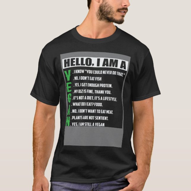 T-shirt Conversation sur le véganisme Réponses standard vé (Devant)