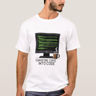 T-shirt Conversion du café en code drôle Pixel programmeur