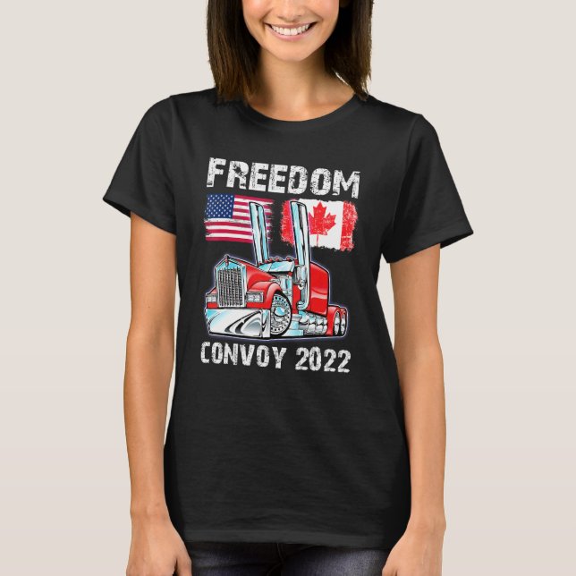 T-shirt Convoi 2022 Canada & Amrica Freedom Trucker Acclam (Devant)