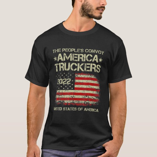 T-shirt Convoi du peuple 2022 I Support Truckers American  (Devant)