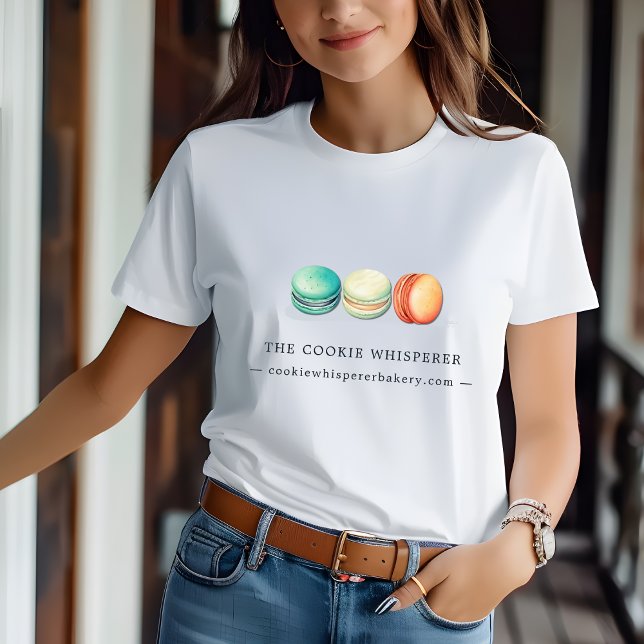 T-shirt Cookie Accueil Boulangerie Employé Uniforme (Home Based Cookie Bakery Macarons Logo Uniform T-Shirt)