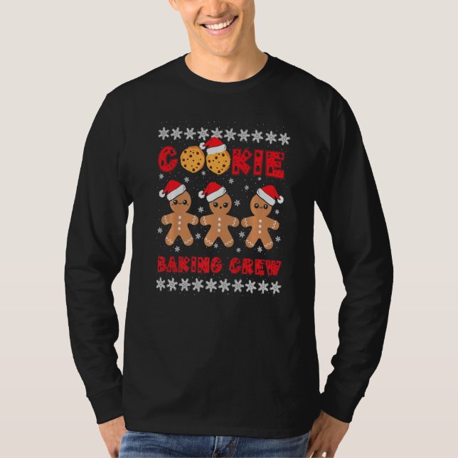 T-shirt Cookie Baking Crew Gingerbread Men With Xmas Hats  (Devant)