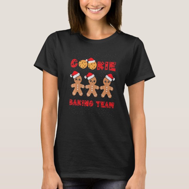 T-shirt Cookie Baking Team Gingerbread Men with Xmas Hats  (Devant)