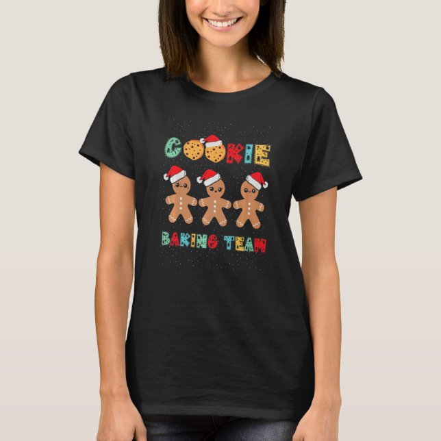 T-shirt Cookie Baking Team Gingerbread Men with Xmas Hats  (Devant)