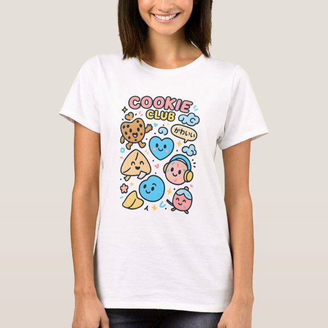 T-shirt Cookie Club Kawaii – Sweet Squad, Soft Crunch (Devant)