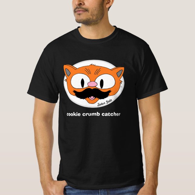 T-shirt Cookie Crumb Catcher Cartoon Chat Mustache Humour (Devant)