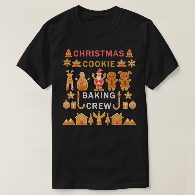 T-shirt Cookie de Noël Cuisine de cuisson Équipage Tee Coo (Design devant)