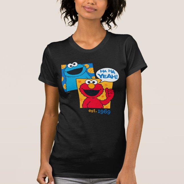 T-shirt Cookie Monster & Elmo | Ha Ha Ouais (Devant)