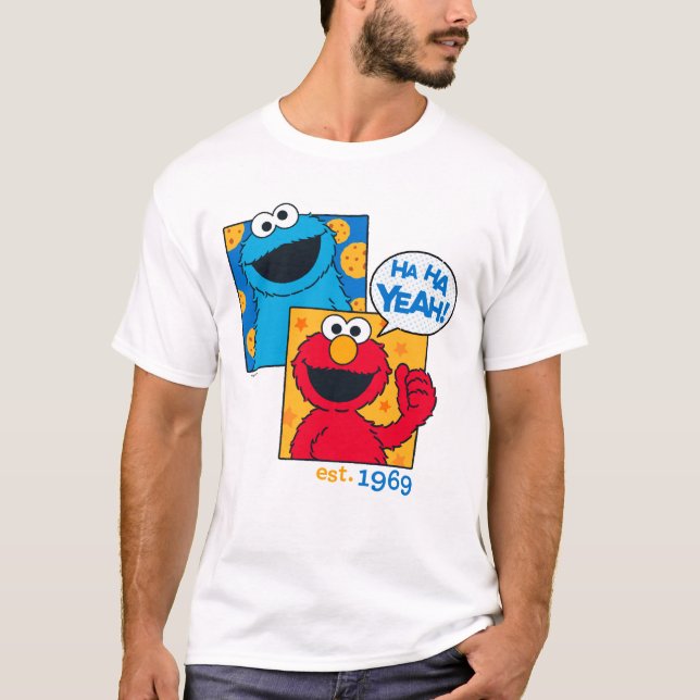 T-shirt Cookie Monster & Elmo | Ha Ha Ouais (Devant)