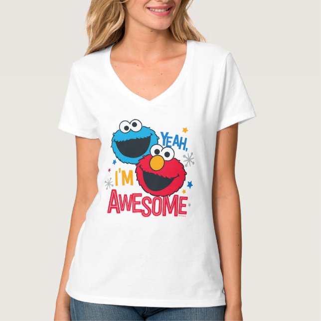 T-shirt Cookie Monster & Elmo | Ouais, je suis génial (Devant)
