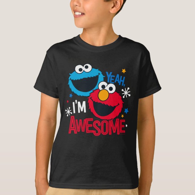 T-shirt Cookie Monster & Elmo | Ouais, je suis génial (Devant)
