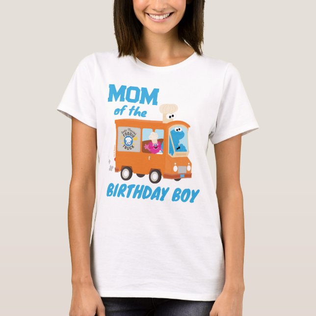 T-shirt Cookie Monster Food Truck Maman of the Birthday Bo (Devant)