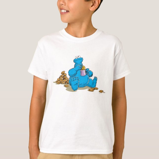 T-shirt Cookie Monster mange des cookies vintage (Devant)