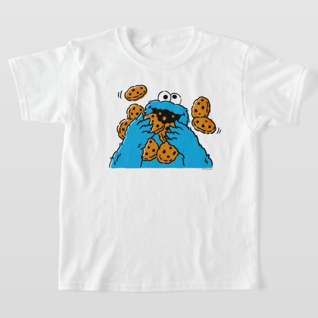 T-shirt Cookie Monster mangeant tous les cookies (Poser)