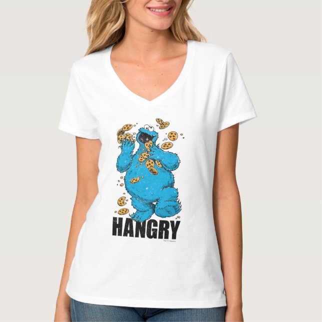 T-shirt Cookie Monster Rétro | Affamé (Devant)