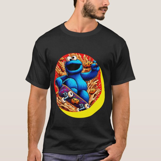T-shirt Cookie Monster Skateboard (Devant)