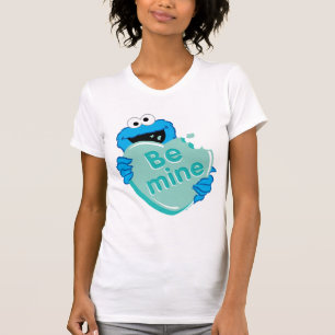 T-shirt Cookie Monster "Sois Mien" Saint-Valentin Cœur Bon