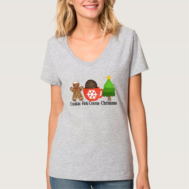 T-shirt Cookies, chocolat chaud et Noël (Devant)