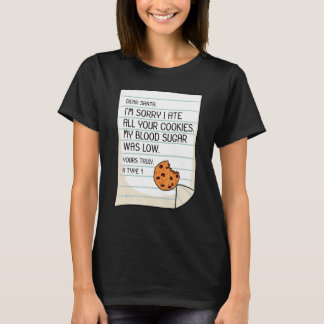 T-shirt Cookies de Noël pour diabétiques Cher Père Noël Se