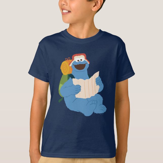 T-shirt Cookies Monster Lire Une Carte (Devant)