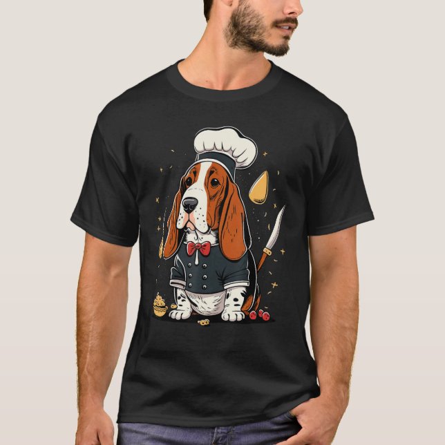 T-shirt Cooking Basset Hound Restaurant cook on Basset Hou (Devant)