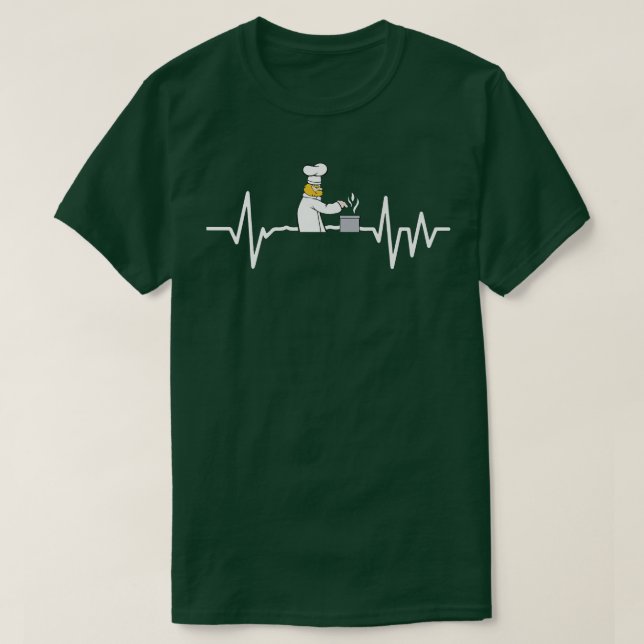 T-shirt Cooking Heartbeat Kitchen Baking Culinary Chef Foo (Design devant)