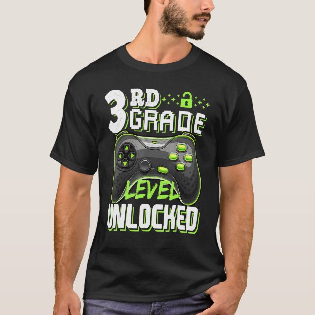 T-shirt Cool 3e année Niveau déverrouillé Retour à la vidé (Devant)