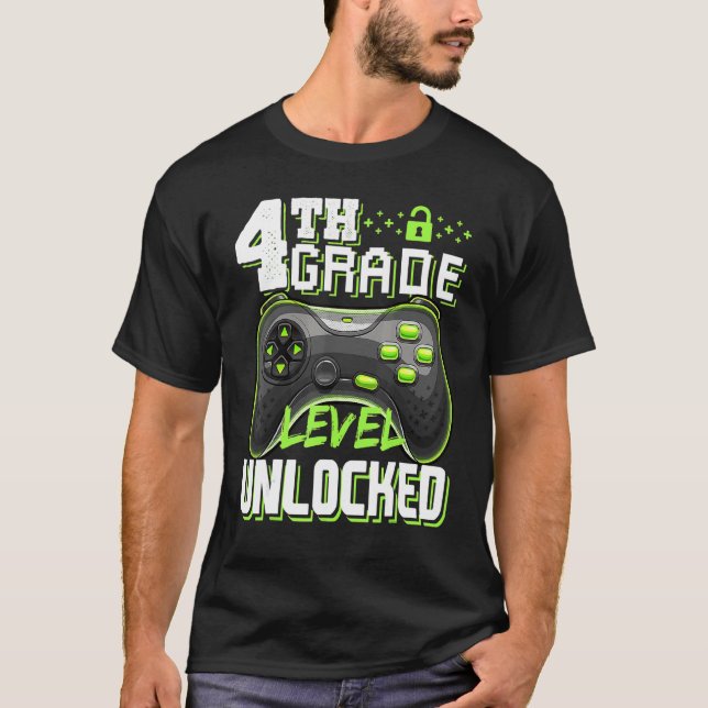 T-shirt Cool 4e année Niveau déverrouillé Retour à la vidé (Devant)
