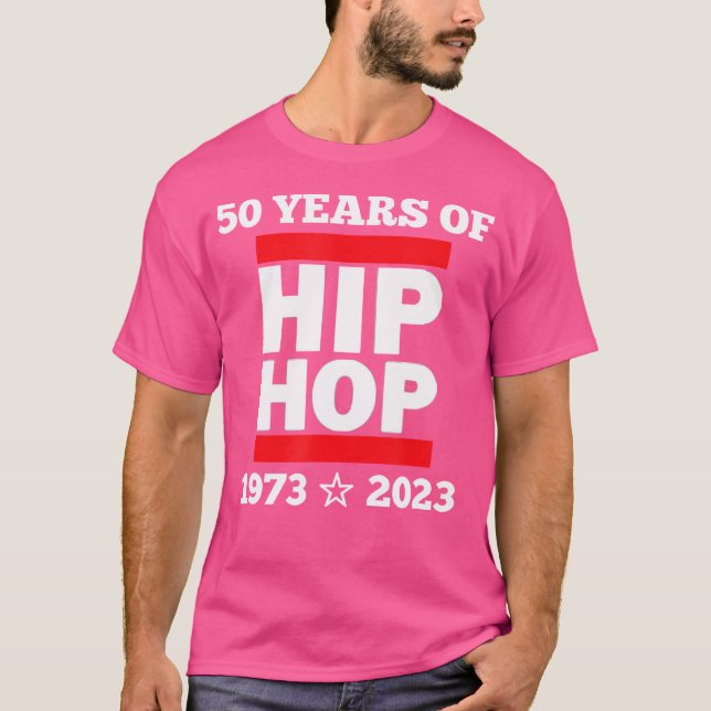 T-shirt Cool 50 Years Of Hip Hop Fifty Red And White (Devant)