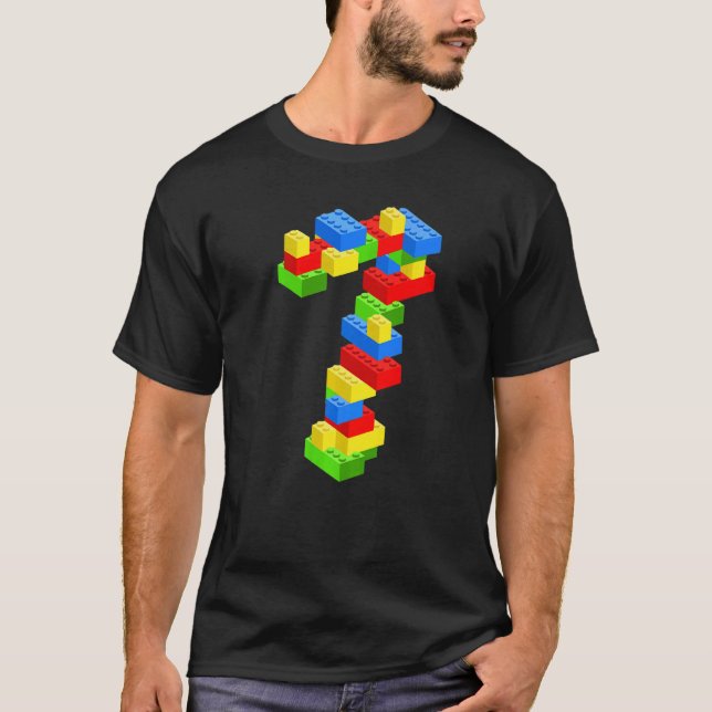 T-shirt Cool 7e anniversaire Bâtiment Blocs 7 ans Garçon (Devant)