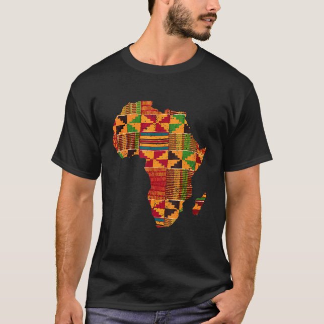 T-shirt Cool Africa Map Kente Cloth  For Men Women African (Devant)