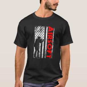 T-shirt Cool Airsoft Gun Usa Drapeau American Airsoft Play