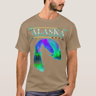 T-shirt Cool Alaska Howling Wild Polar Wolf avec Aurora Sn