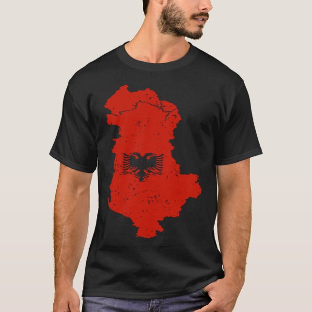 T-shirt Cool Albania Double Head Eagle Shqiponja For Alban (Devant)