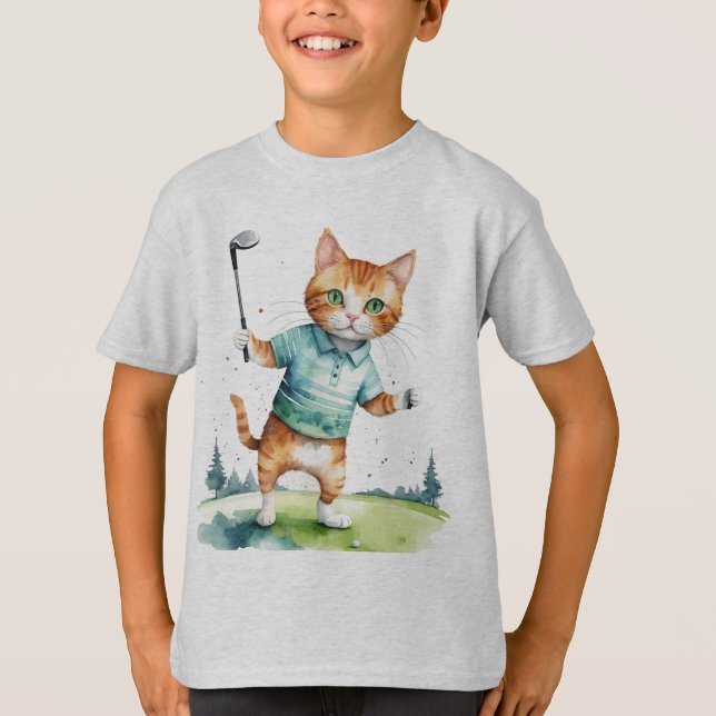 T-shirt Cool amusant Chat Golfer Golfing Humour animal (Devant)