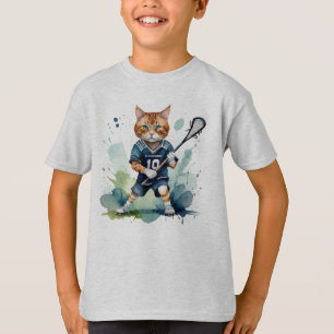 T-shirt Cool amusant Chat Lacrosse Joueur Humour animal