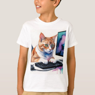 T-shirt Cool amusant Chat Ordinateur Jeu Animal Humour