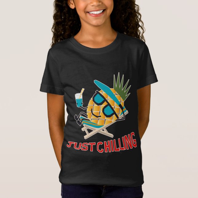T-Shirt Cool Ananas Fruit Chilling Funny Kawaii Été (Devant)