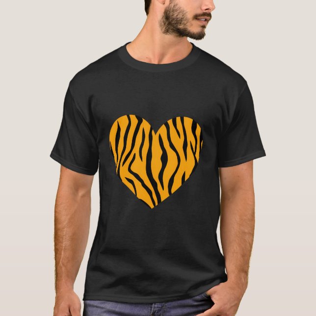 T-shirt Cool Animal Tiger Imprimer Coeur (Devant)