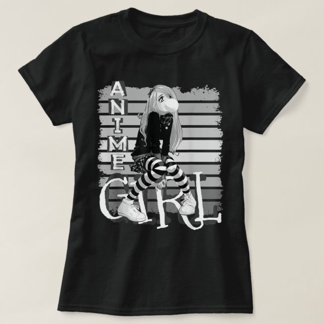 T-shirt Cool Anime Girl Aesthetic Design (Design devant)